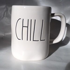 Rae Dunn Mug White Black on White CHILL‎